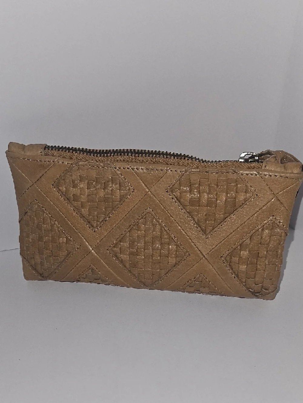 Amsterdam Heritage Woven Leather Women's Clutch Wallet Classic Crosshatch Design - Picture 2 of 5